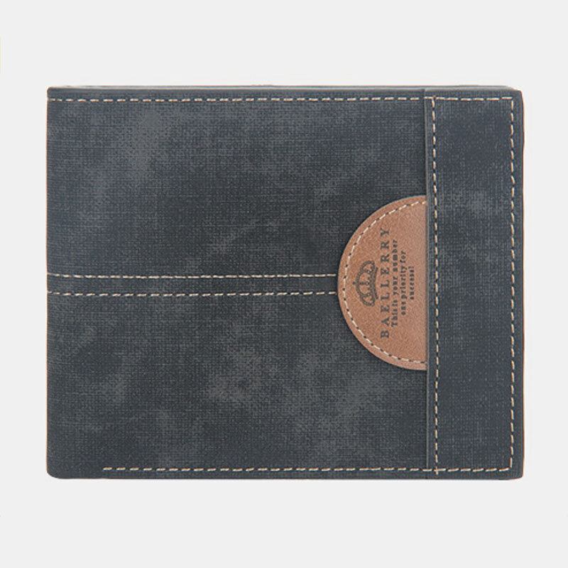 Mænd Tynd Bifold Denim Mønster Pu Læder Pung Multi-card Slot Kortholder Stor Kapacitet Møntpung