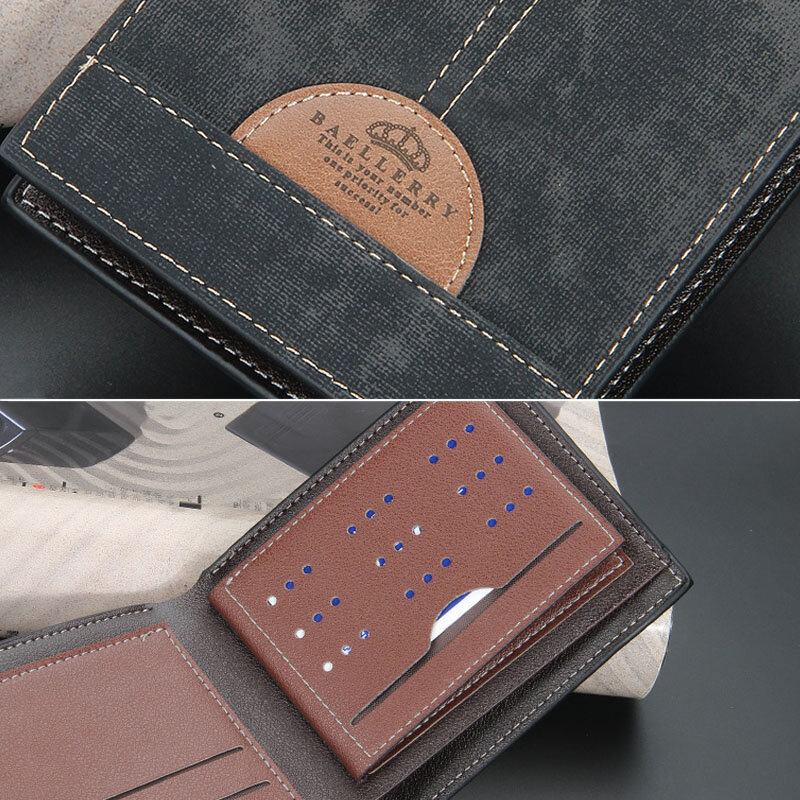 Mænd Tynd Bifold Denim Mønster Pu Læder Pung Multi-card Slot Kortholder Stor Kapacitet Møntpung