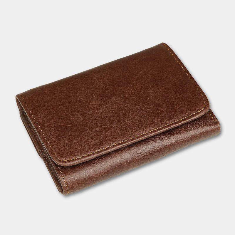 Mænd Vintage Rfid Anti-magnetisk Kohud Pung Trifold Kort Multi-card Slots Kortetui Kørekort Tegnebog