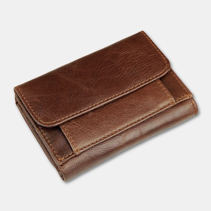 Mænd Vintage Rfid Anti-magnetisk Kohud Pung Trifold Kort Multi-card Slots Kortetui Kørekort Tegnebog