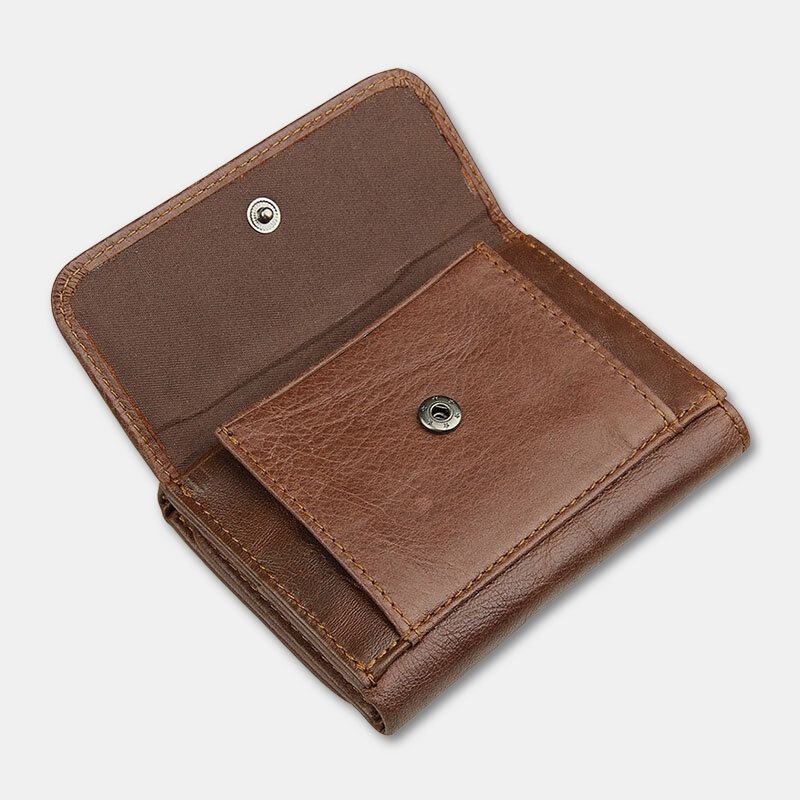 Mænd Vintage Rfid Anti-magnetisk Kohud Pung Trifold Kort Multi-card Slots Kortetui Kørekort Tegnebog