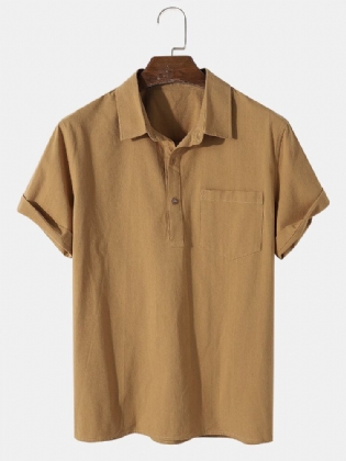 Herre 100% Bomuld Basic Ensfarvet Kortærmet Golfskjorte