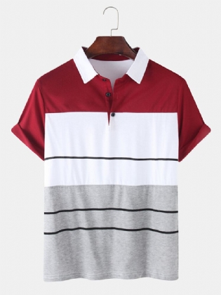 Kortærmede Farveblok Til Mænd Afslappet Sport Golfskjorter
