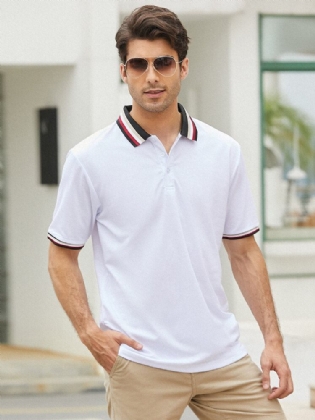 Mænd Casual Ensfarvet Knaplukning Business Golfskjorter
