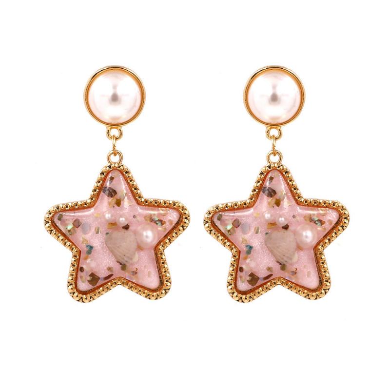 Bohemian Shell Star Ørering Drop Rhinestone Perle Øreringe Til Kvinder Beach Style