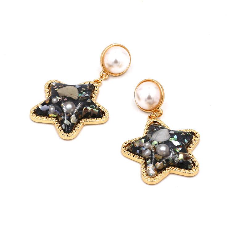 Bohemian Shell Star Ørering Drop Rhinestone Perle Øreringe Til Kvinder Beach Style