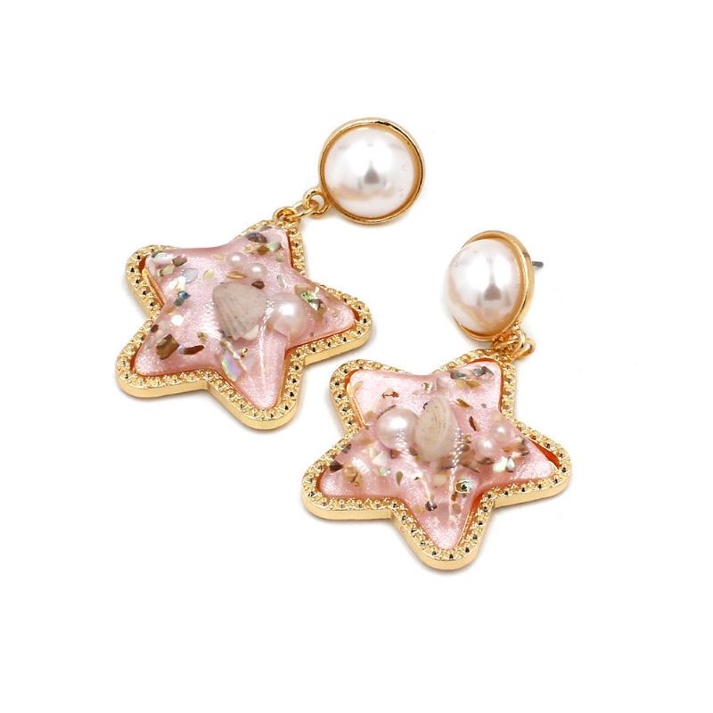 Bohemian Shell Star Ørering Drop Rhinestone Perle Øreringe Til Kvinder Beach Style