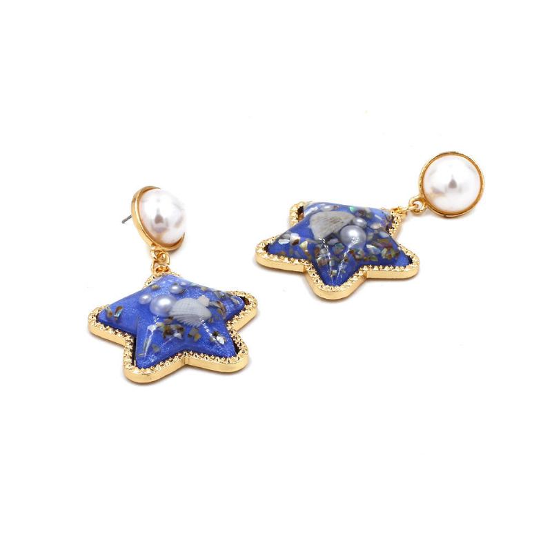 Bohemian Shell Star Ørering Drop Rhinestone Perle Øreringe Til Kvinder Beach Style