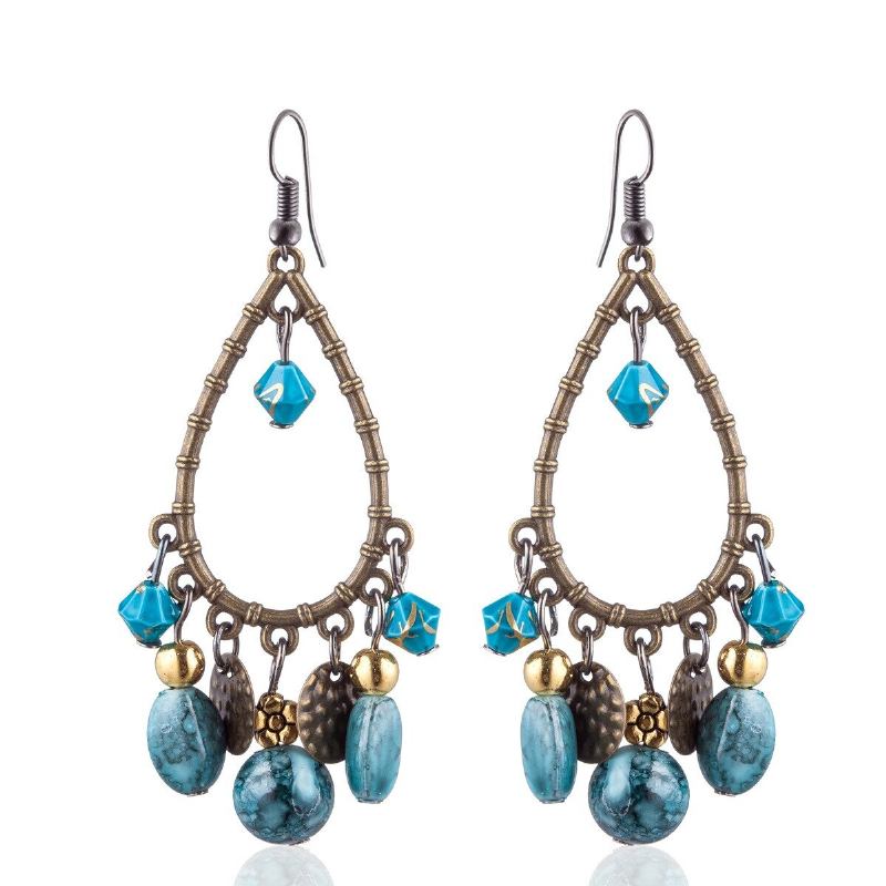 Bohemian Tassels Drop Øreringe Lang Stil Turkis Ørering Retro Dame Ear Drop