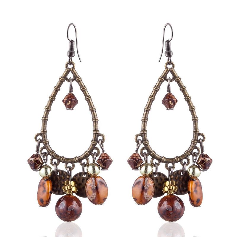 Bohemian Tassels Drop Øreringe Lang Stil Turkis Ørering Retro Dame Ear Drop