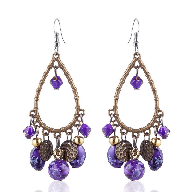 Bohemian Tassels Drop Øreringe Lang Stil Turkis Ørering Retro Dame Ear Drop