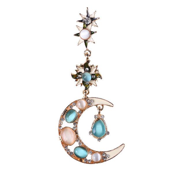 Bohemian Trendy Star Sun Moon Rhinestone Crystal Stellar Ear Drop Øreringe Til Kvinder Smykker