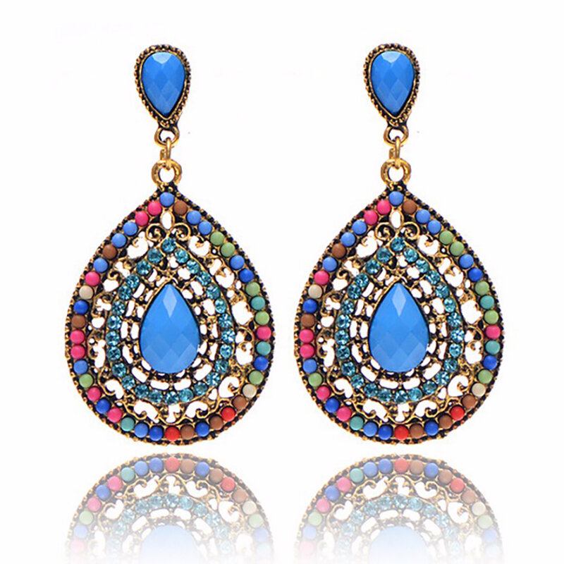 Bohemian Water Drop Diamond Ørering Rhinestone Shiny Ear Drop Til Kvinder