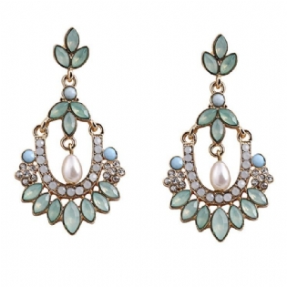 Fashion Pearl Gemstone Giamond Drop Flower Øreringe