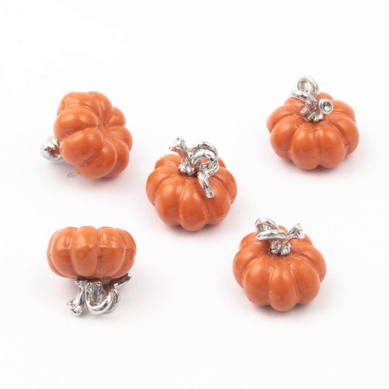 Halloween Legering Græskarperler Spraymaling Til Smykker Tilbehør Fit Armbånd Vedhæng Ørering Charm Fashion Beads