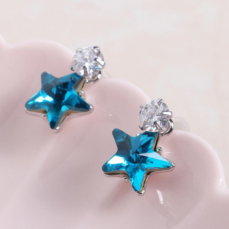 Simple Star Ear Stud Øreringe Blændende Cubic Zirconia Star Crystal Piercing Øreringe Til Kvinder