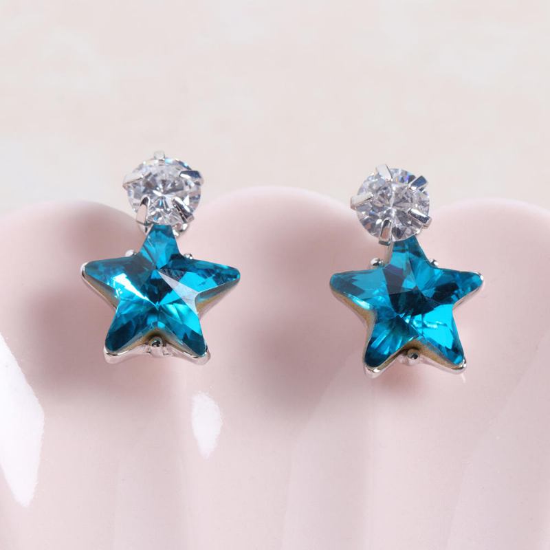 Simple Star Ear Stud Øreringe Blændende Cubic Zirconia Star Crystal Piercing Øreringe Til Kvinder