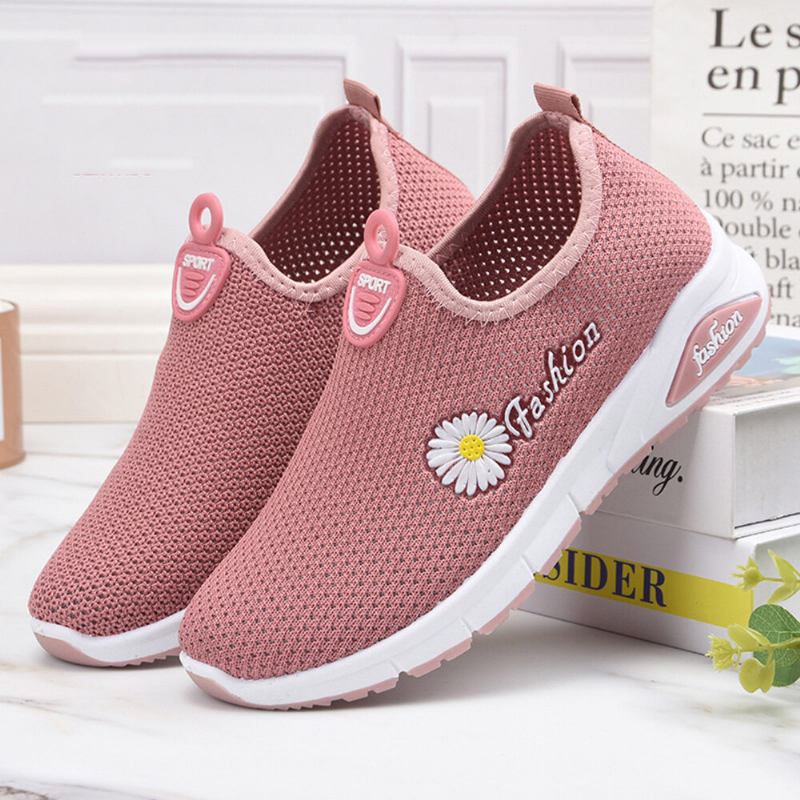 Dame Daisy Decor Mesh Comfy Åndbar Casual Slip On Sneakers