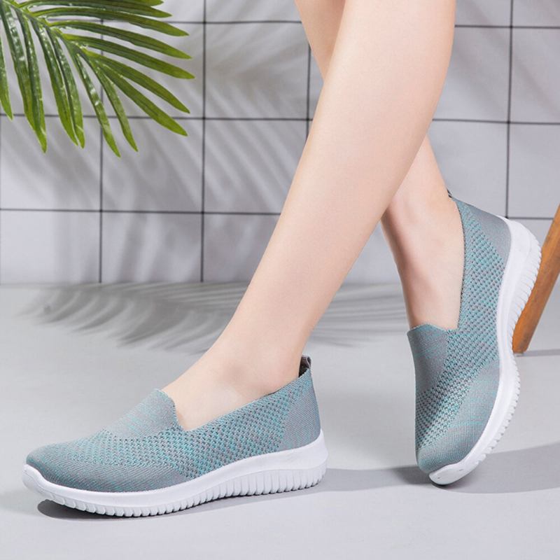 Dame Komfortable Mesh Slip On Mønster Sport Walking Sko