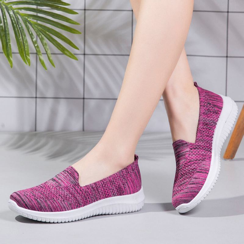 Dame Komfortable Mesh Slip On Mønster Sport Walking Sko