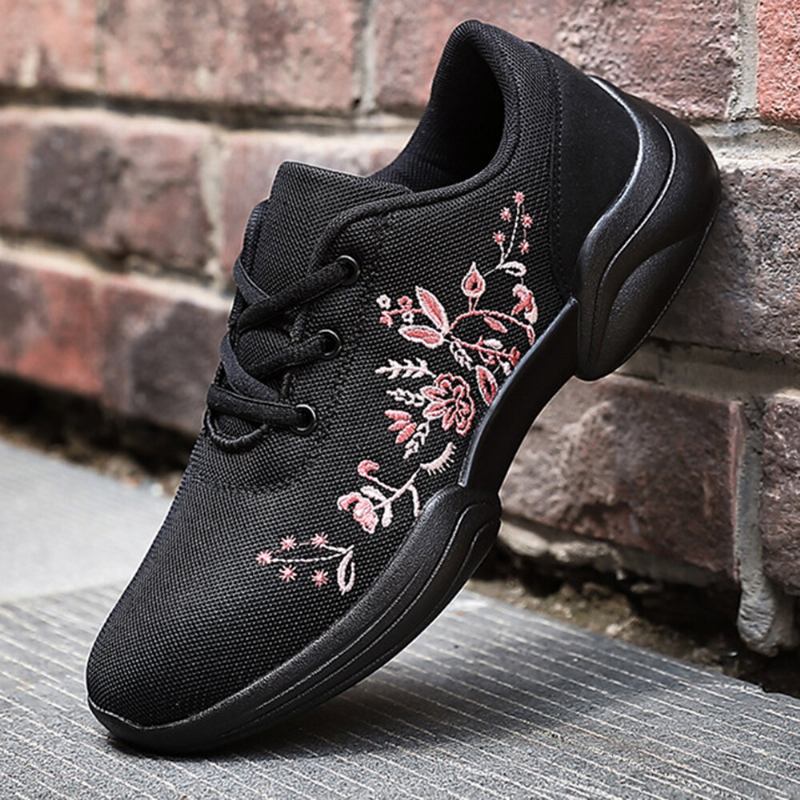 Kvinder Casual Broderi Blomster Strikket Letvægts Sneakers