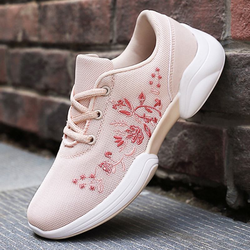 Kvinder Casual Broderi Blomster Strikket Letvægts Sneakers