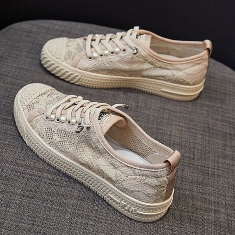 Kvinder Casual Espadriller Med Snoretræk Behagelige Åndbare Mesh Sneakers