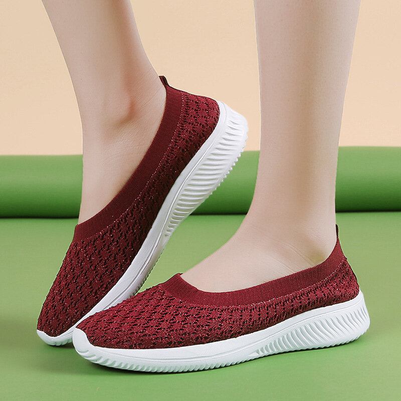 Kvinder Casual Komfortabel Strikket Letvægts Blød Sål Slip-on Sneakers