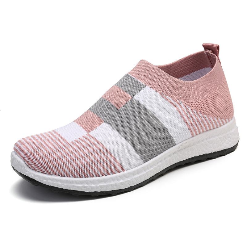 Kvinder Casual Let Mesh Farve Stitching Slip On Sneakers