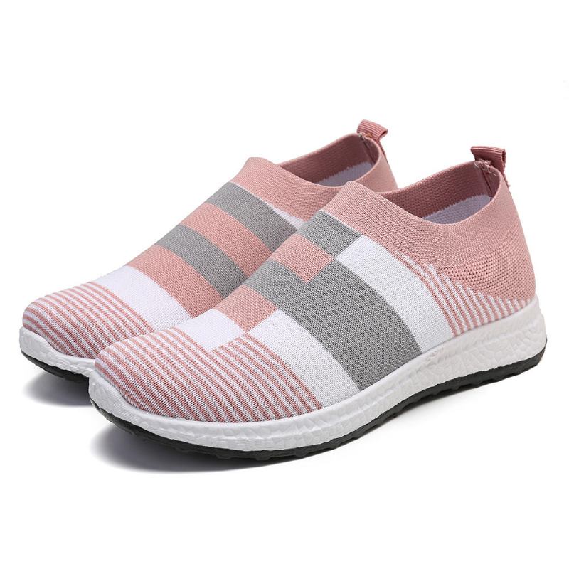 Kvinder Casual Let Mesh Farve Stitching Slip On Sneakers