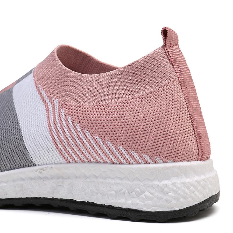 Kvinder Casual Let Mesh Farve Stitching Slip On Sneakers