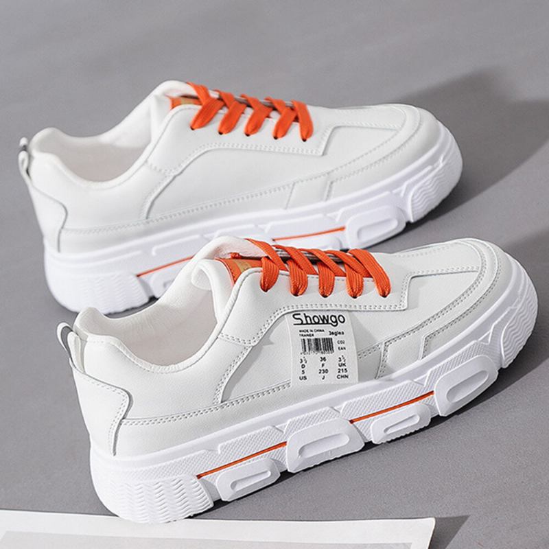 Kvinder Casual Letter Tape Snøre Behagelige Chunky Sneakers