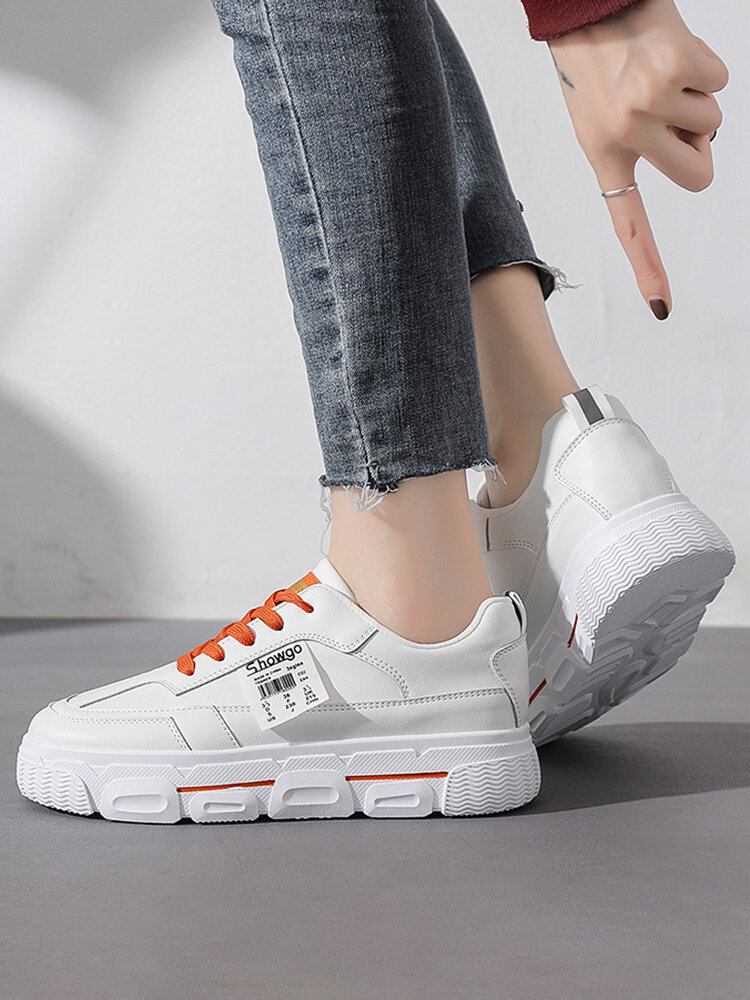 Kvinder Casual Letter Tape Snøre Behagelige Chunky Sneakers