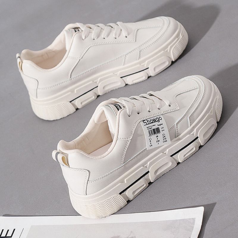 Kvinder Casual Letter Tape Snøre Behagelige Chunky Sneakers