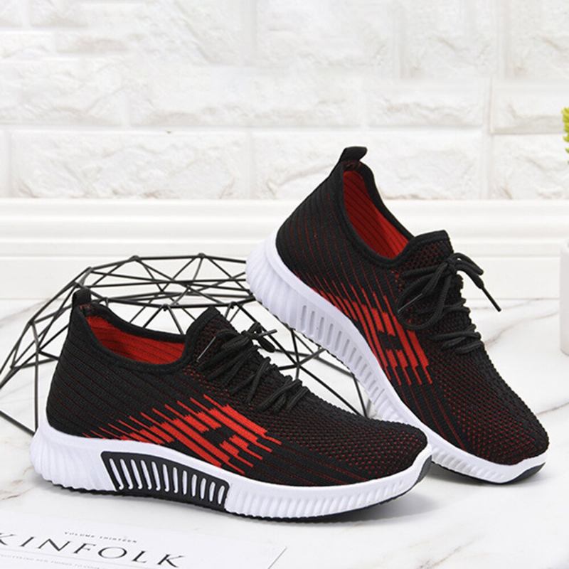 Kvinder Casual Mesh Åndbar Blød Skridsikker Flade Sneakers