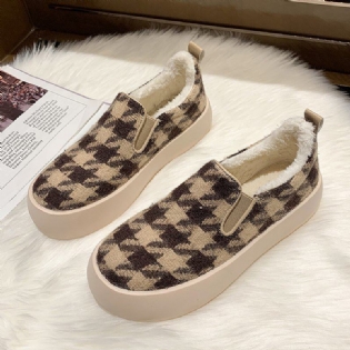 Kvinder Casual Plys Houndstooth Varme Foring Skate Sko