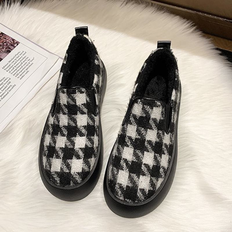 Kvinder Casual Plys Houndstooth Varme Foring Skate Sko