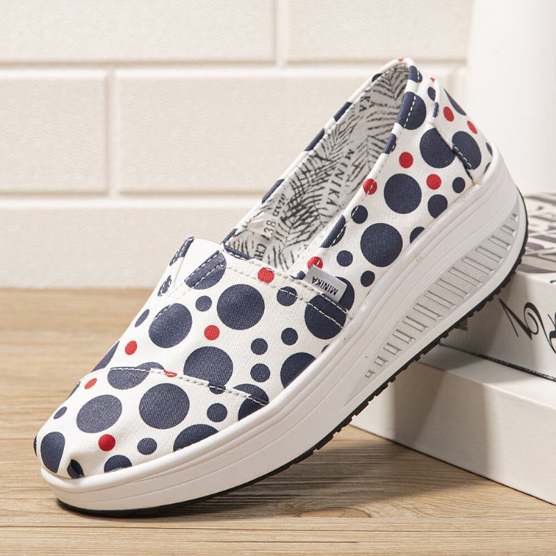 Kvinder Casual Print Cartoon Rocker Sole Slip-on Vandresko