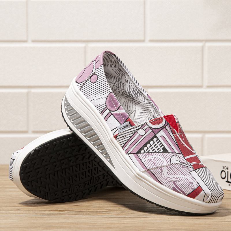 Kvinder Casual Print Cartoon Rocker Sole Slip-on Vandresko