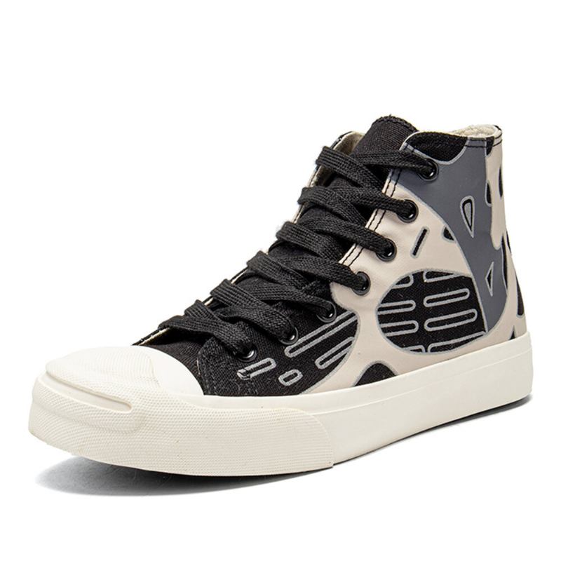 Kvinder Graffiti-snøre Høje Toppe Chic Canvas Court Sneaker