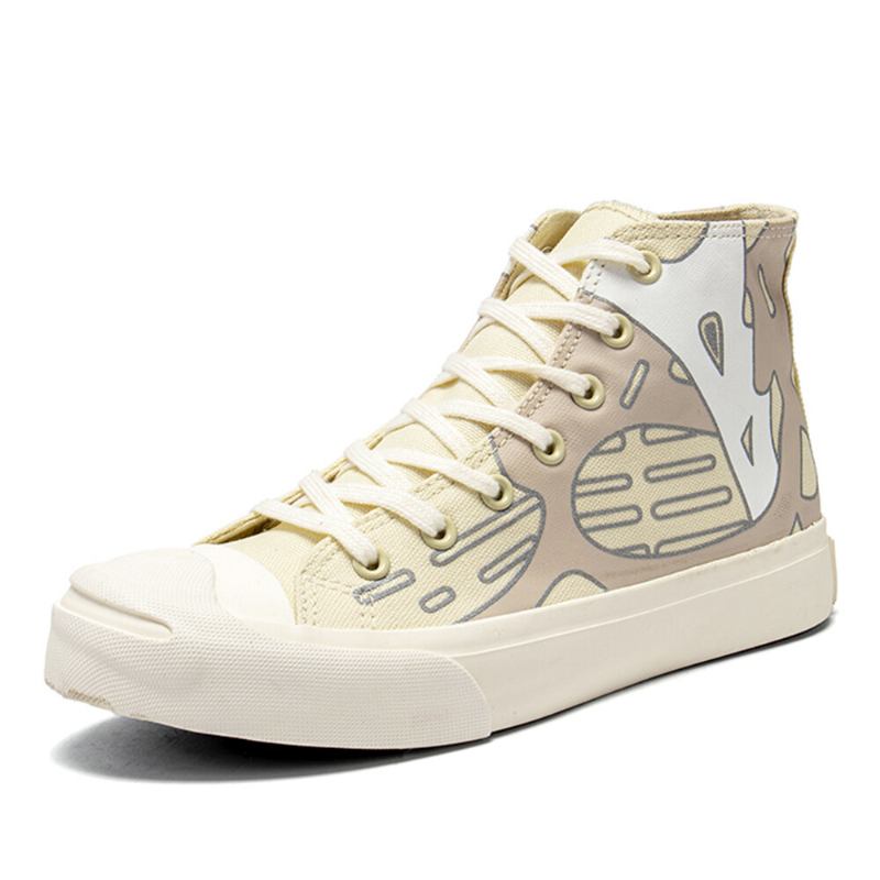 Kvinder Graffiti-snøre Høje Toppe Chic Canvas Court Sneaker