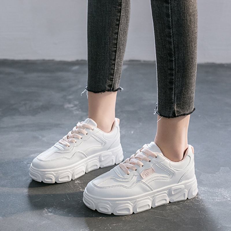 Kvinder Med Snøre Foran Skridsikre Casual Chunky Sneakers