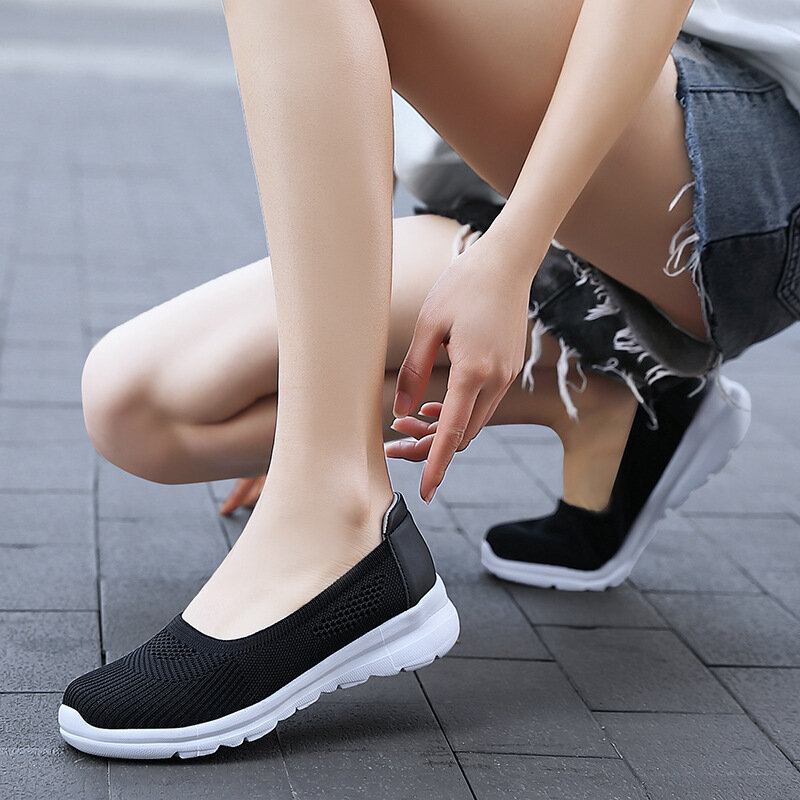 Kvinder Mesh Åndbar Slip On Soft Sole Casual Sneakers