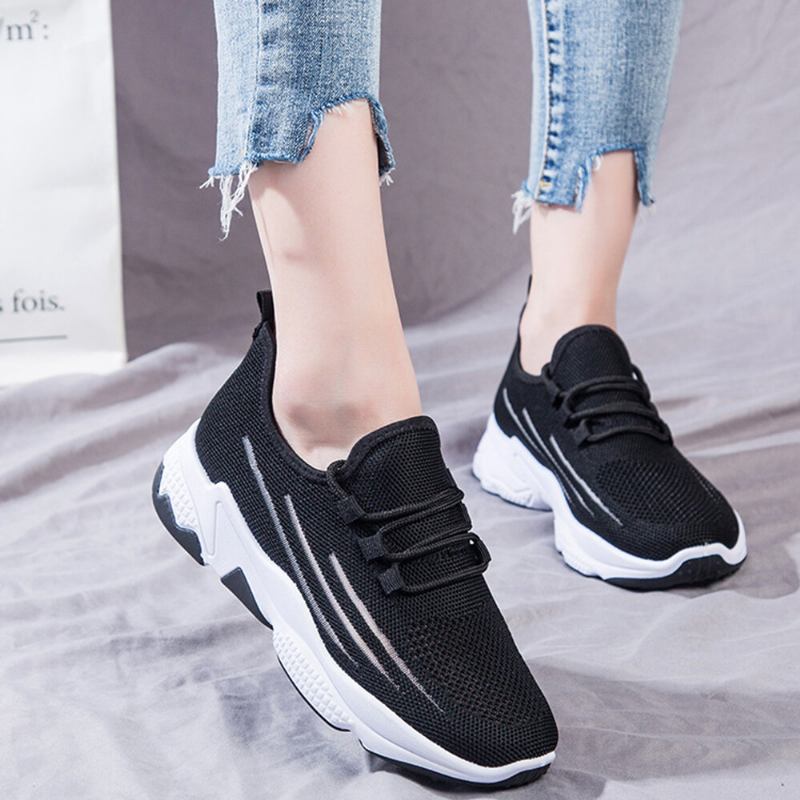 Kvinder Mesh Lace Up Sport Letvægts Casual Sneakers