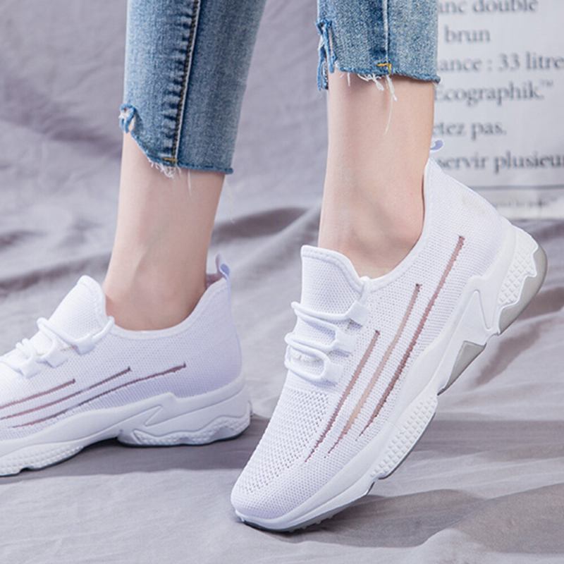 Kvinder Mesh Lace Up Sport Letvægts Casual Sneakers