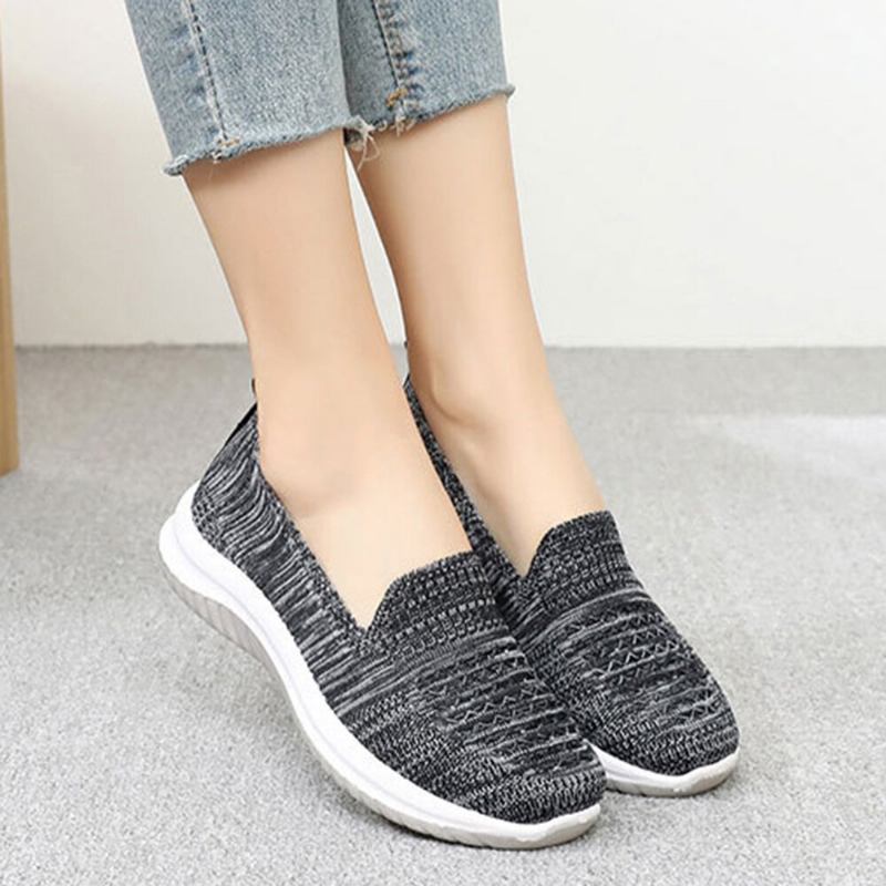 Kvinder Mesh Slip On Sport Soft Sole Casual Flade Sko