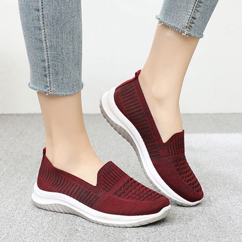 Kvinder Mesh Slip On Sport Soft Sole Casual Flade Sko