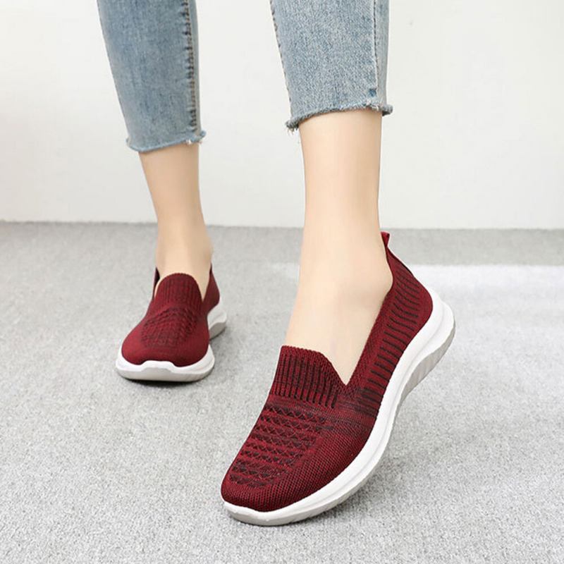 Kvinder Mesh Slip On Sport Soft Sole Casual Flade Sko