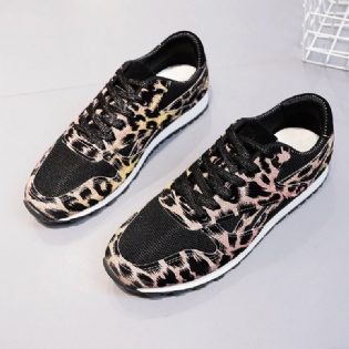 Kvinder Splejsning Mesh Behagelige Åndbare Casual Leopard Sneakers