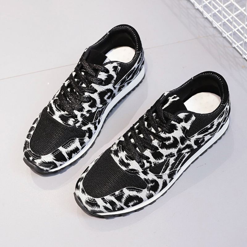 Kvinder Splejsning Mesh Behagelige Åndbare Casual Leopard Sneakers